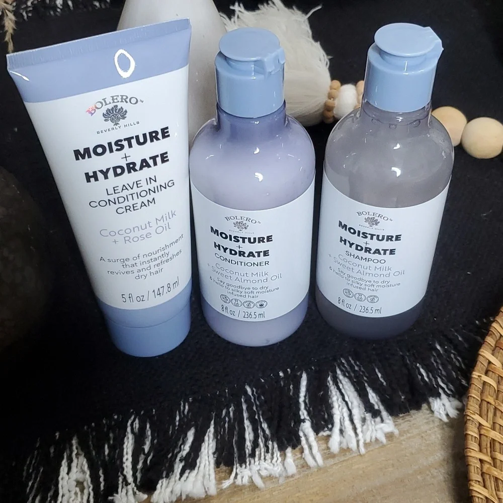 BOLERO All Natural Shampoo,Conditioner and Leave -In Conditioning Cream Set of 3 - Picture 1 of 8